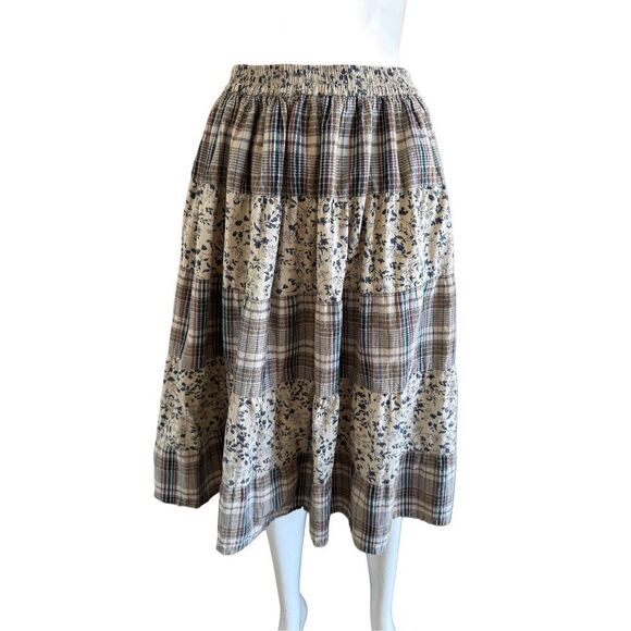 Erika & Co womens M 100% cotton country quilted vest full A-line pull on skirt f - Picture 4 of 8